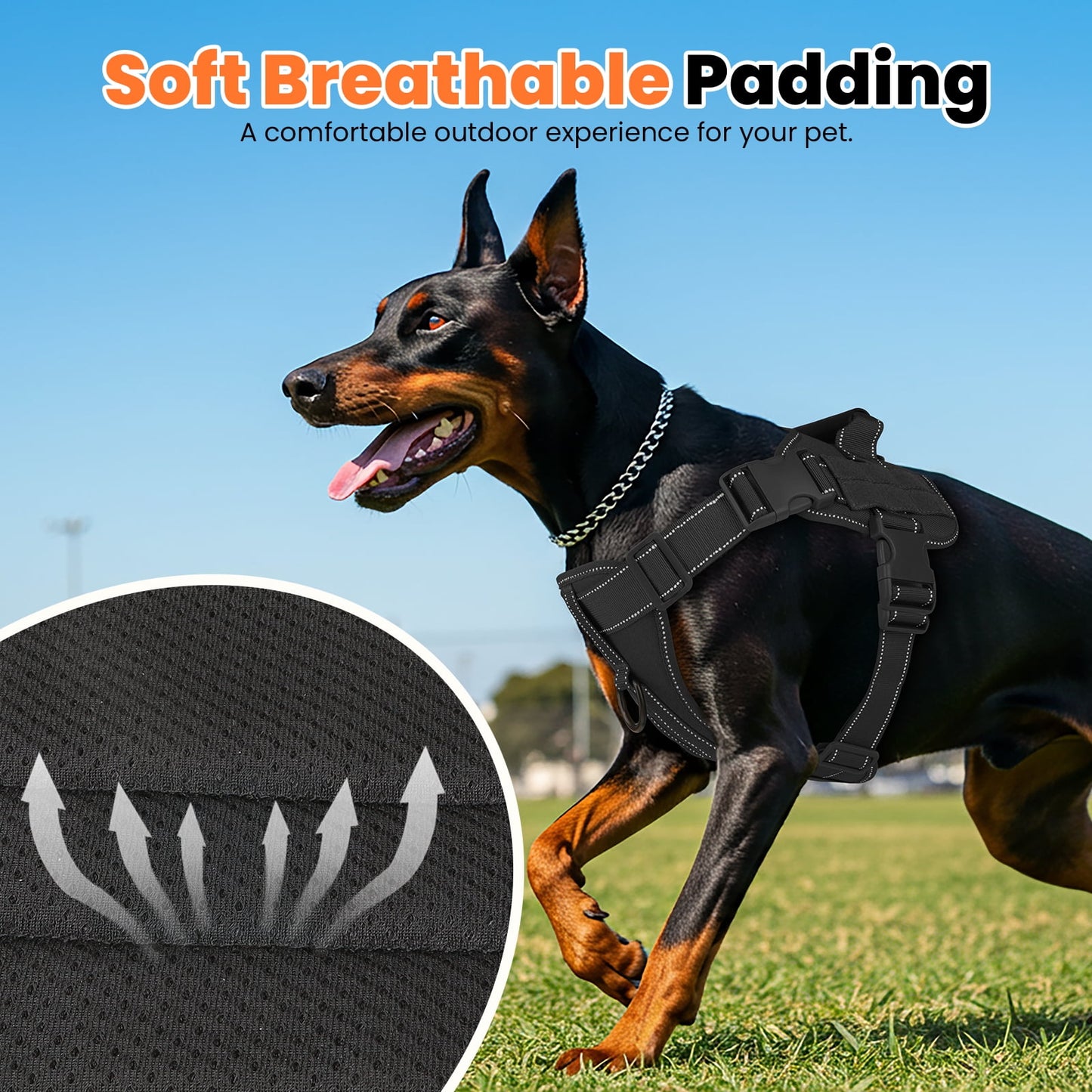 PcEoTllar No Pull Dog Harness for Medium Dogs, Reflective Dog Vest Harness with Handle, Adjustable Easy on Dog Harness for Training Running Walking, Green M