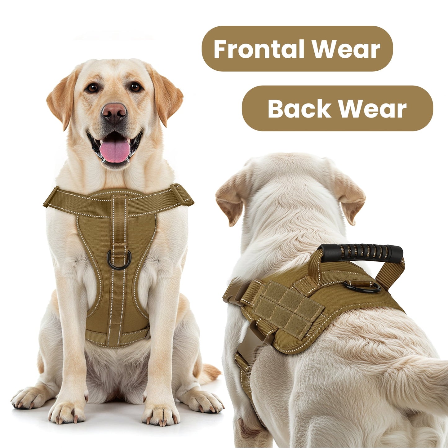 PcEoTllar No Pull Dog Harness for Medium Dogs, Reflective Dog Vest Harness with Handle, Adjustable Easy on Dog Harness for Training Running Walking, Green M