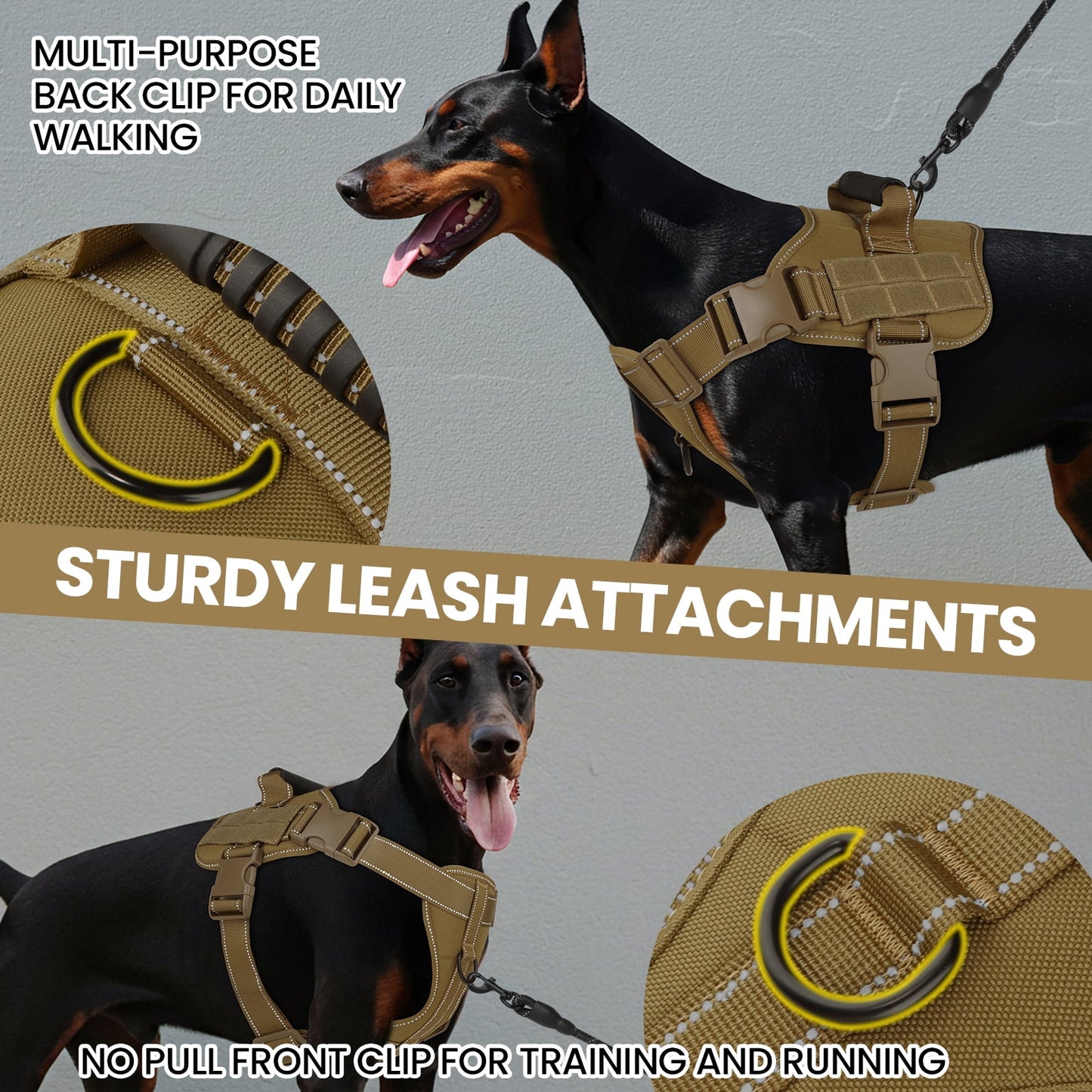 PcEoTllar No Pull Dog Harness for Medium Dogs, Reflective Dog Vest Harness with Handle, Adjustable Easy on Dog Harness for Training Running Walking, Green M