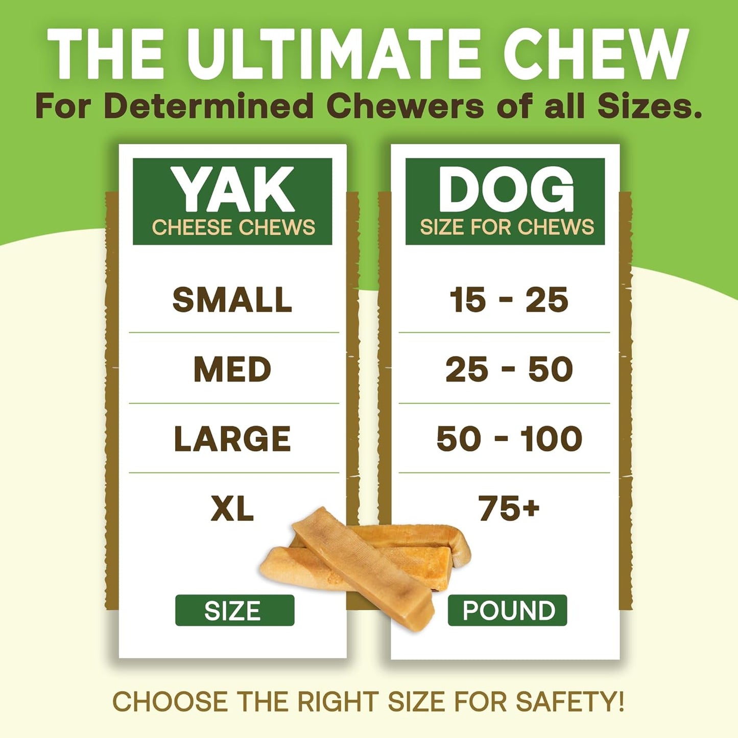 Small Gold Yak Cheese Chews for Dogs
