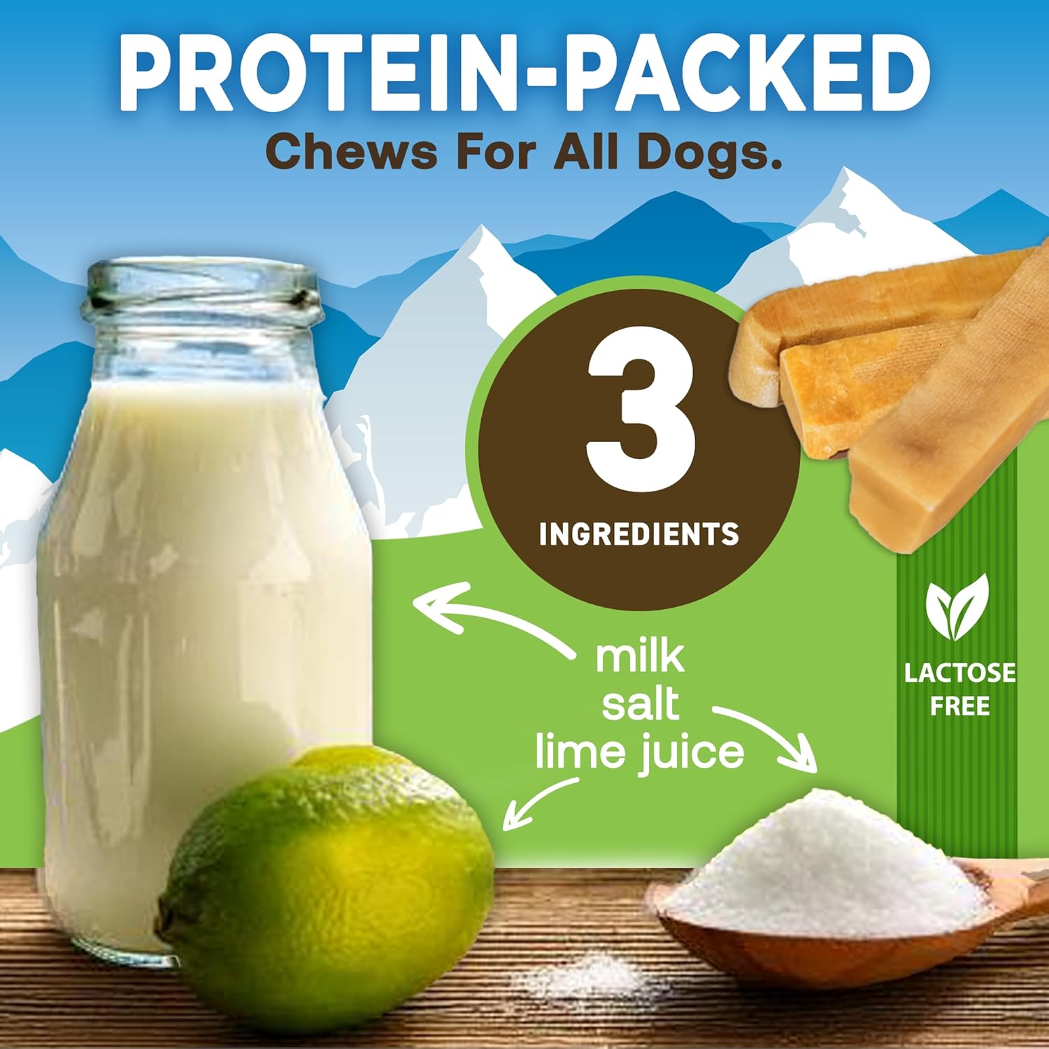 Small Gold Yak Chews for Dogs with 3 ingredients
