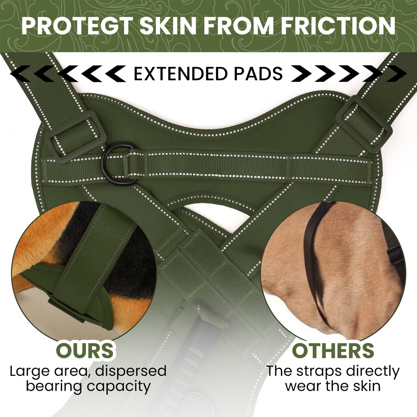PcEoTllar No Pull Dog Harness for Medium Dogs, Reflective Dog Vest Harness with Handle, Adjustable Easy on Dog Harness for Training Running Walking, Green M