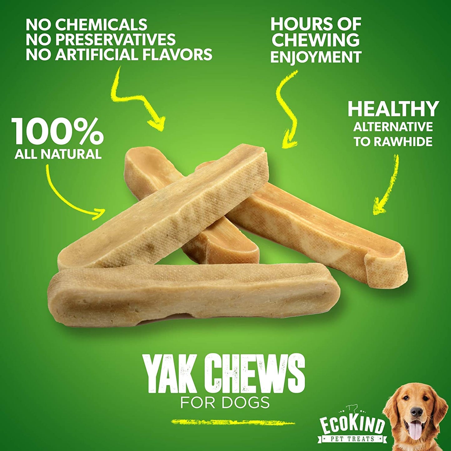 Small natural gold yak chews for dogs