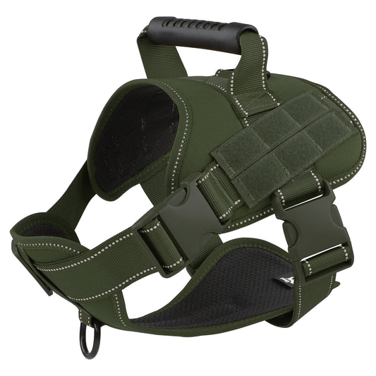 PcEoTllar No Pull Dog Harness for Medium Dogs, Reflective Dog Vest Harness with Handle, Adjustable Easy on Dog Harness for Training Running Walking, Green M