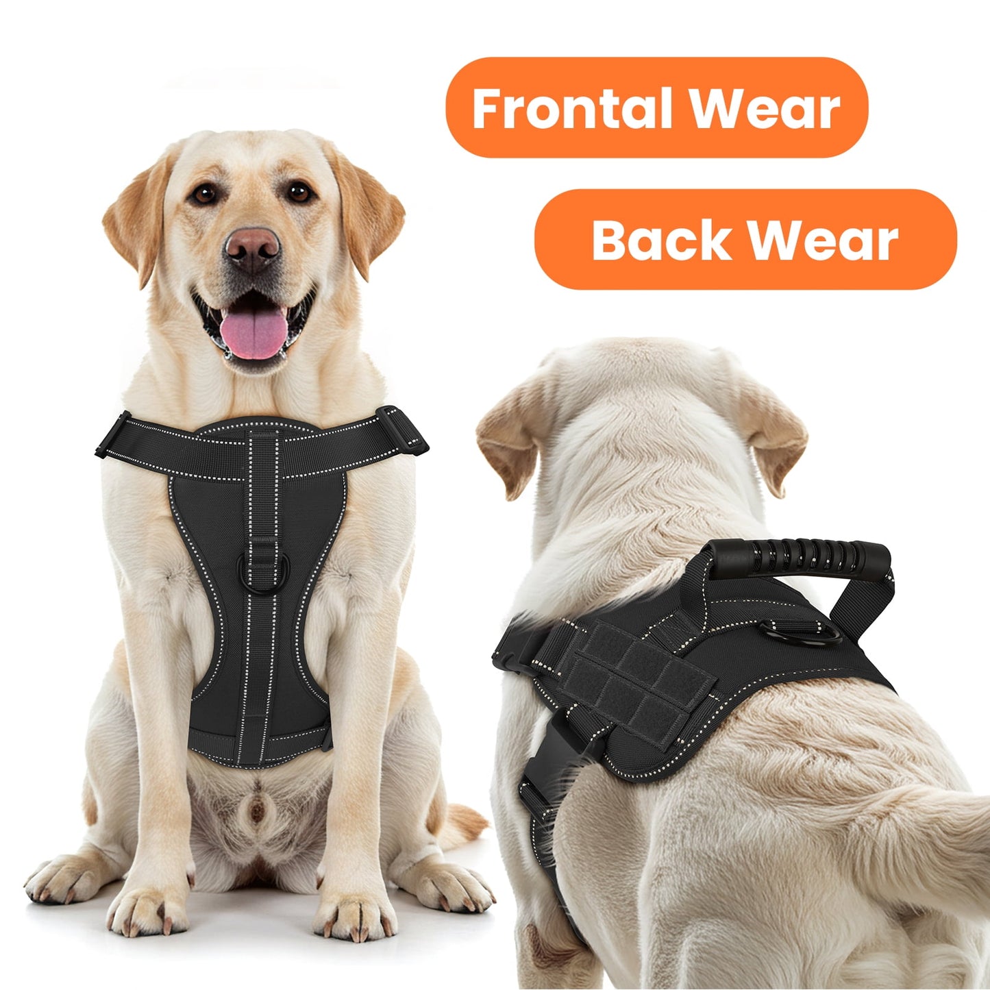 PcEoTllar No Pull Dog Harness for Medium Dogs, Reflective Dog Vest Harness with Handle, Adjustable Easy on Dog Harness for Training Running Walking, Green M