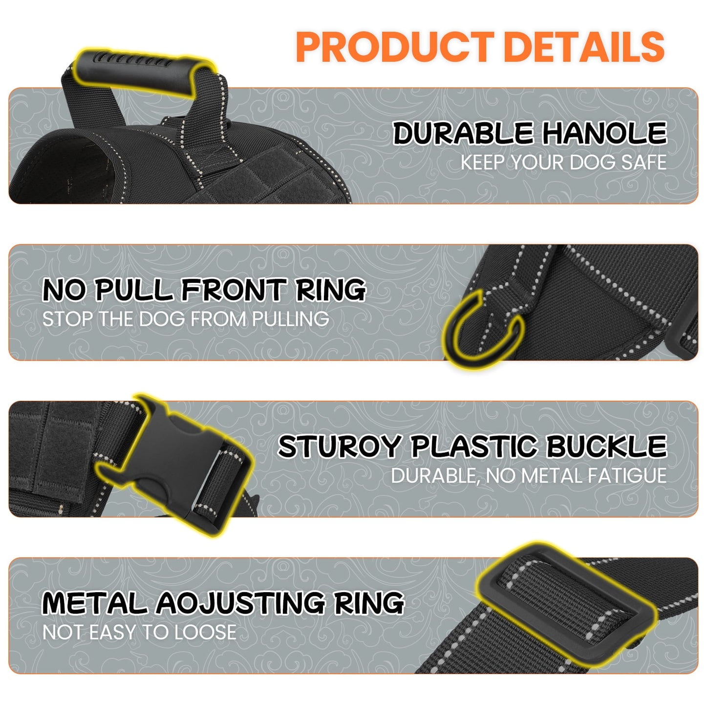 PcEoTllar No Pull Dog Harness for Medium Dogs, Reflective Dog Vest Harness with Handle, Adjustable Easy on Dog Harness for Training Running Walking, Green M