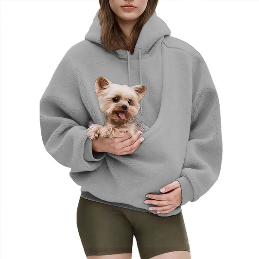 Pet Carrier Hoodie, Hands-Free Dog & Cat Carry Bag, Unisex Sweatshirt for Small Pets
